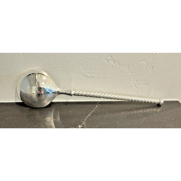 EP ZINC Italy Vintage Serving Spoon and Fork Set Salad Twisted Silverplated 9.5" - Picture 3 of 8